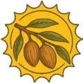 Casa Almendros logotyp med mandlar i en sol